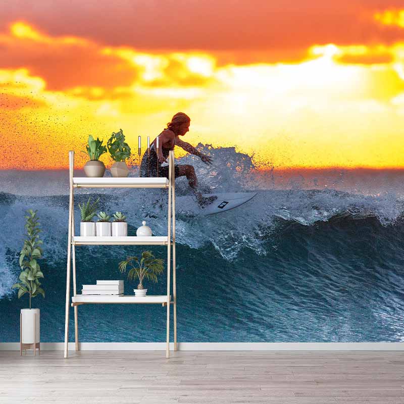 Moisture Resistant Wall Mural Photography Bedroom Sea Pattern Tropical