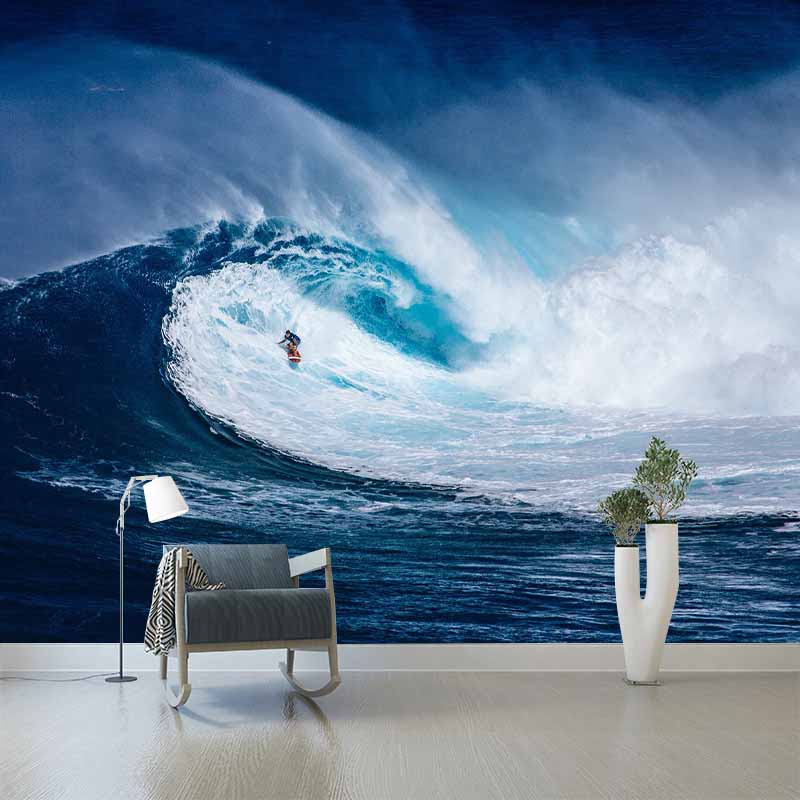 Moisture Resistant Wall Mural Photography Bedroom Sea Pattern Tropical