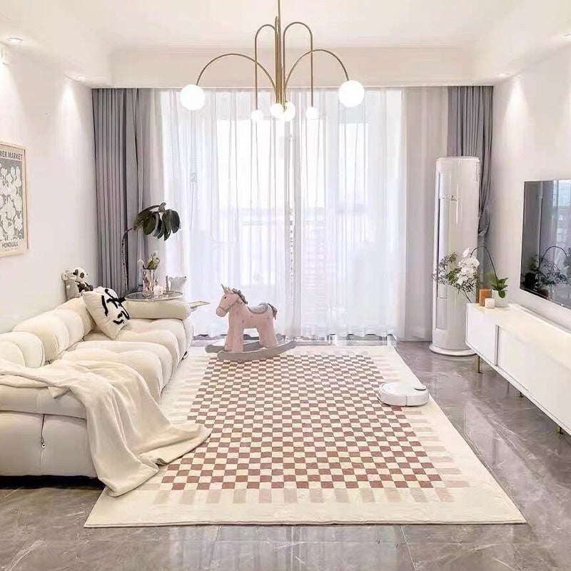 Simplicity Area Rug Lattice Pattern Simple Rug Polyester Non-Slip Area Rug