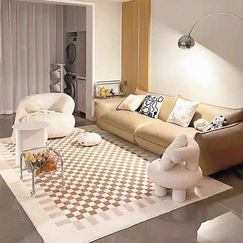 Simplicity Area Rug Lattice Pattern Simple Rug Polyester Non-Slip Area Rug