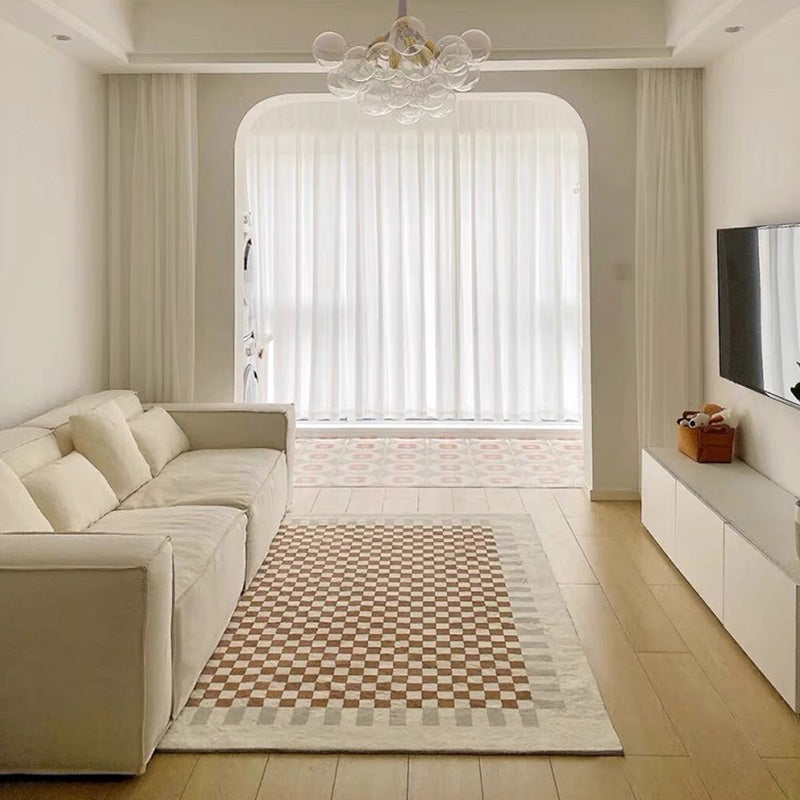 Simplicity Area Rug Lattice Pattern Simple Rug Polyester Non-Slip Area Rug