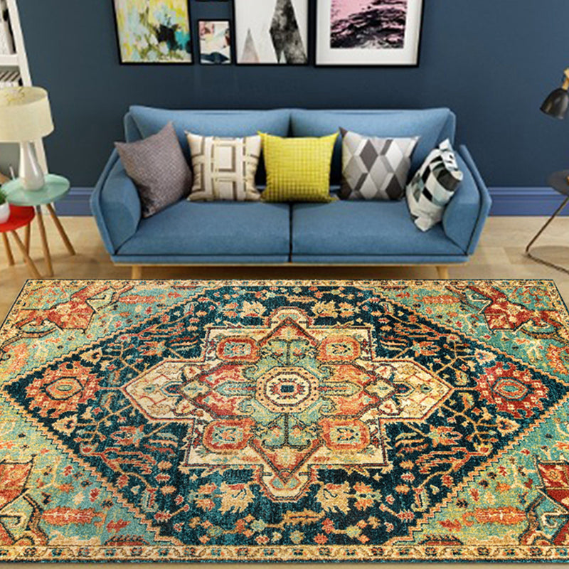 Retro Rug Traditional Area Rug Polyester Easy Care Carpet for Bedroom