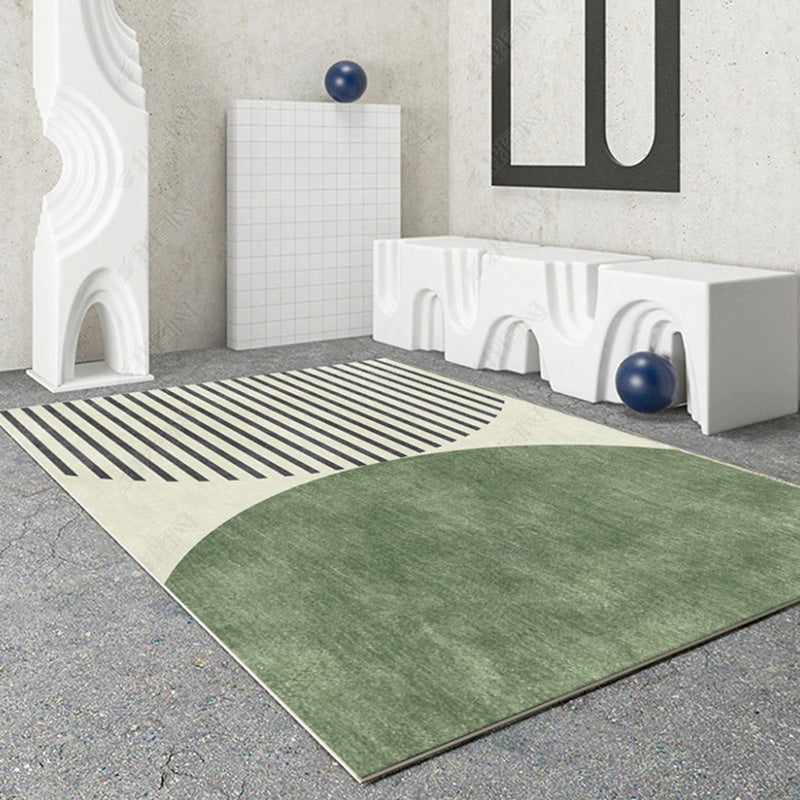 Rectangle Indoor Rug Living Room Modern Area Rug Non-Slip Backing Color Block Carpet