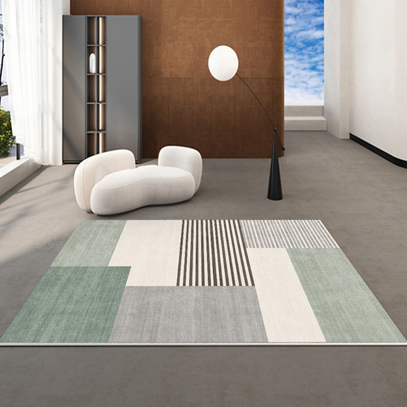 Rectangle Indoor Rug Living Room Modern Area Rug Non-Slip Backing Color Block Carpet