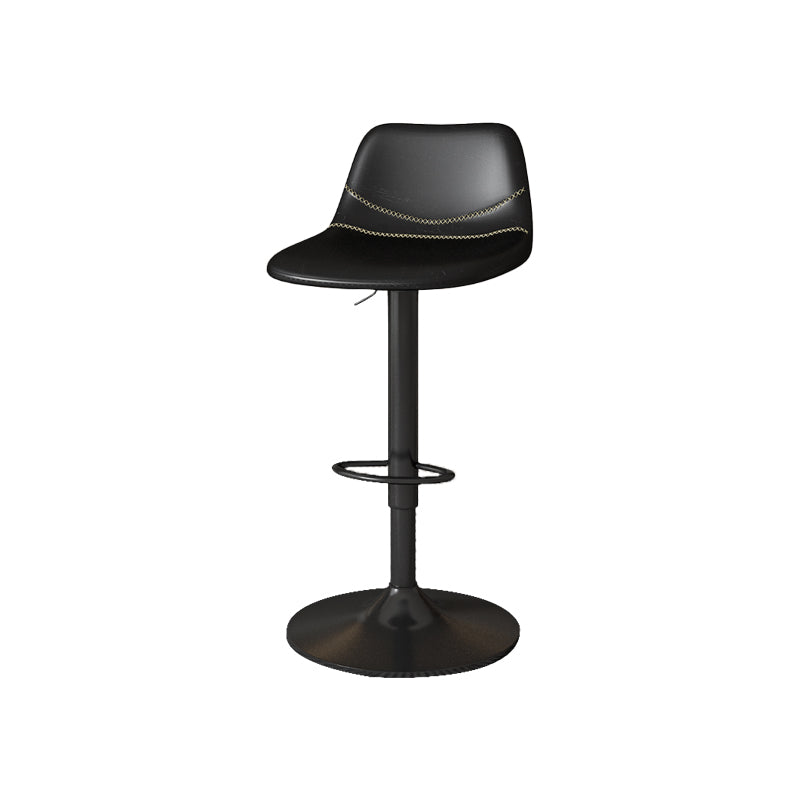 Contemporary Adjustable Height Swivel Armless Bar Stool with Metal Base