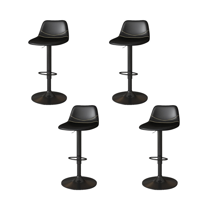 Contemporary Adjustable Height Swivel Armless Bar Stool with Metal Base