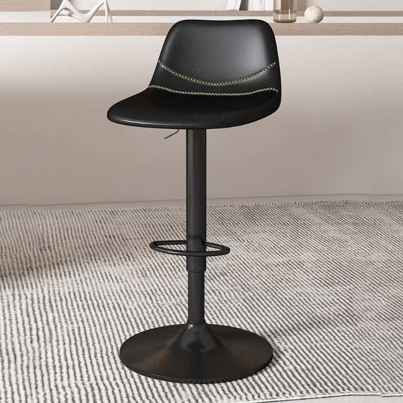 Contemporary Adjustable Height Swivel Armless Bar Stool with Metal Base