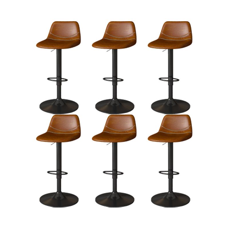 Contemporary Adjustable Height Swivel Armless Bar Stool with Metal Base