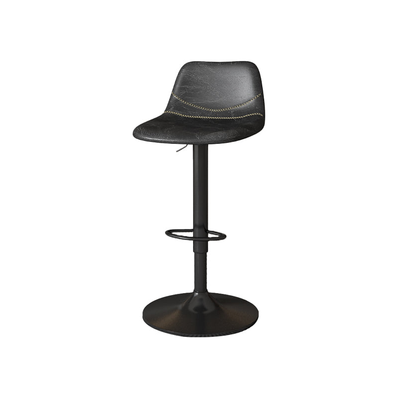 Contemporary Adjustable Height Swivel Armless Bar Stool with Metal Base