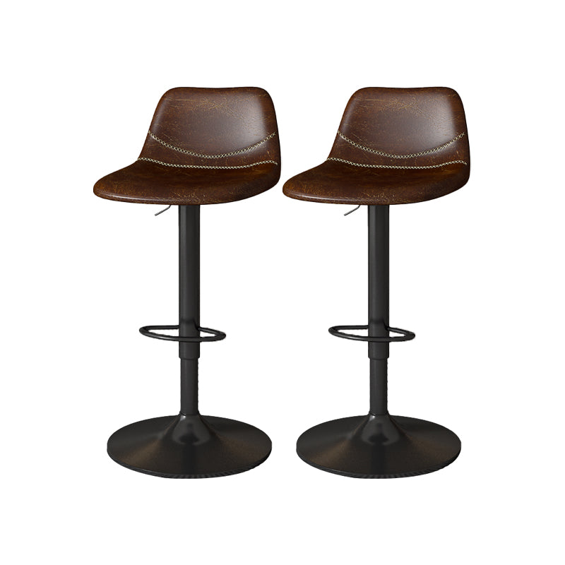 Contemporary Adjustable Height Swivel Armless Bar Stool with Metal Base