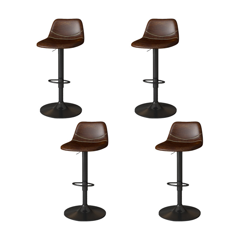 Contemporary Adjustable Height Swivel Armless Bar Stool with Metal Base