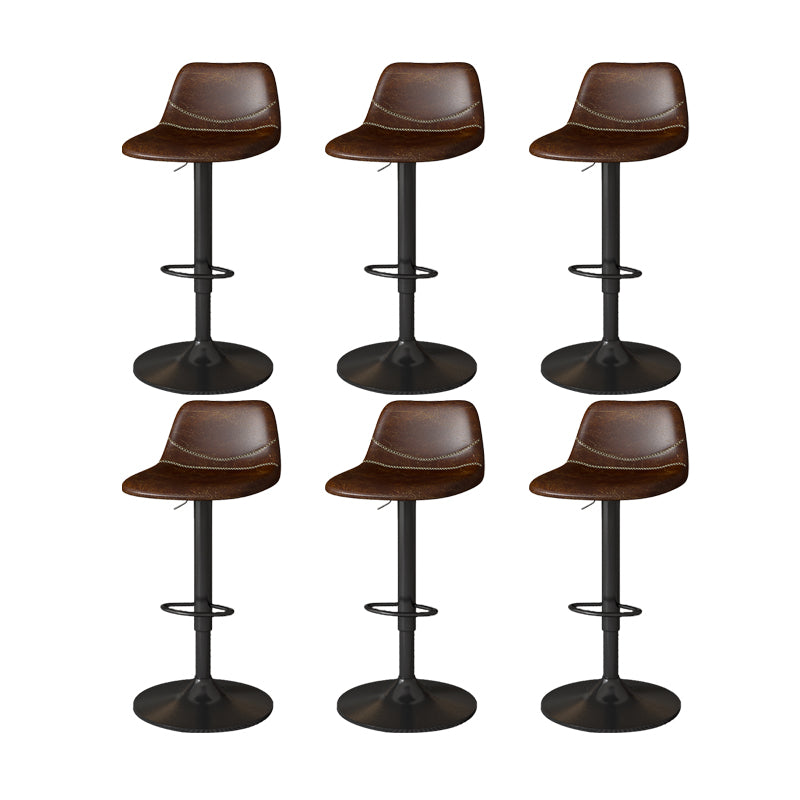 Contemporary Adjustable Height Swivel Armless Bar Stool with Metal Base