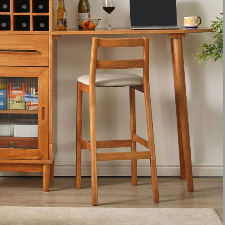 Contemporary Upholstered Armless Bar Stool with Solid Wood Base