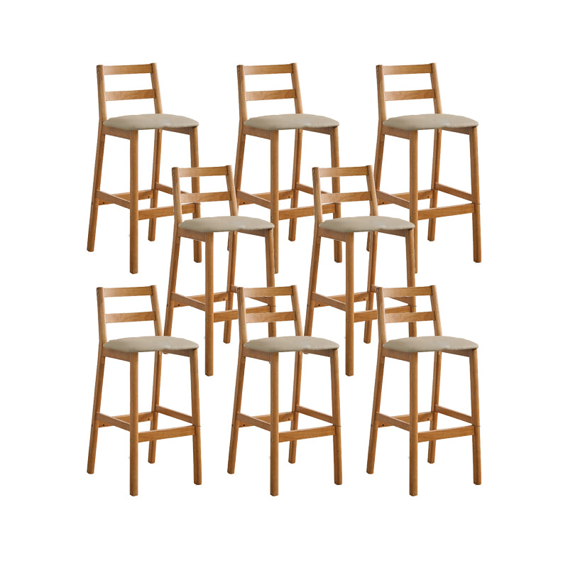 Contemporary Upholstered Armless Bar Stool with Solid Wood Base