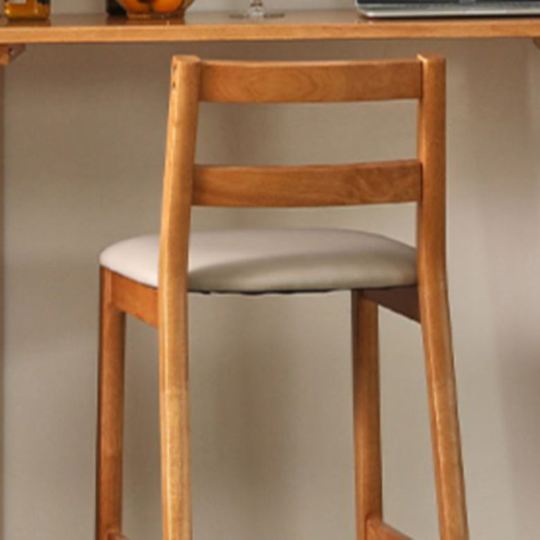 Contemporary Upholstered Armless Bar Stool with Solid Wood Base
