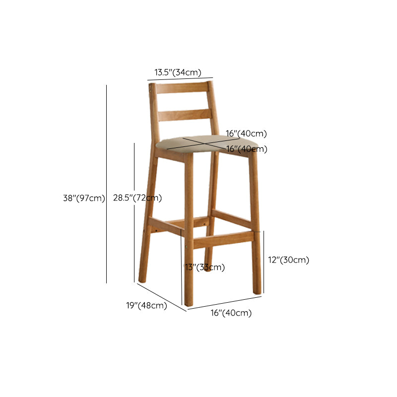 Contemporary Upholstered Armless Bar Stool with Solid Wood Base
