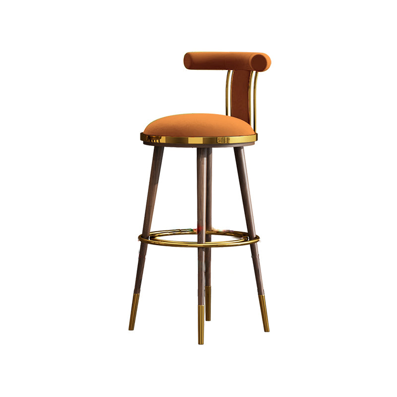Velvet Matte Finish Counter & Bar Stools Contemporary Indoor Stools with Metal Legs