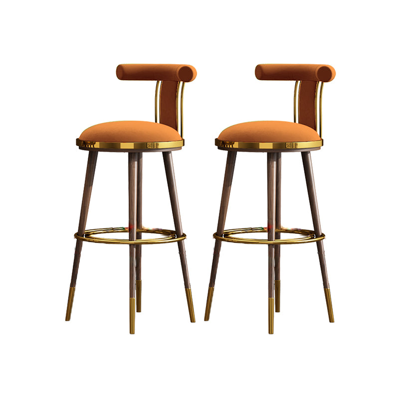 Velvet Matte Finish Counter & Bar Stools Contemporary Indoor Stools with Metal Legs