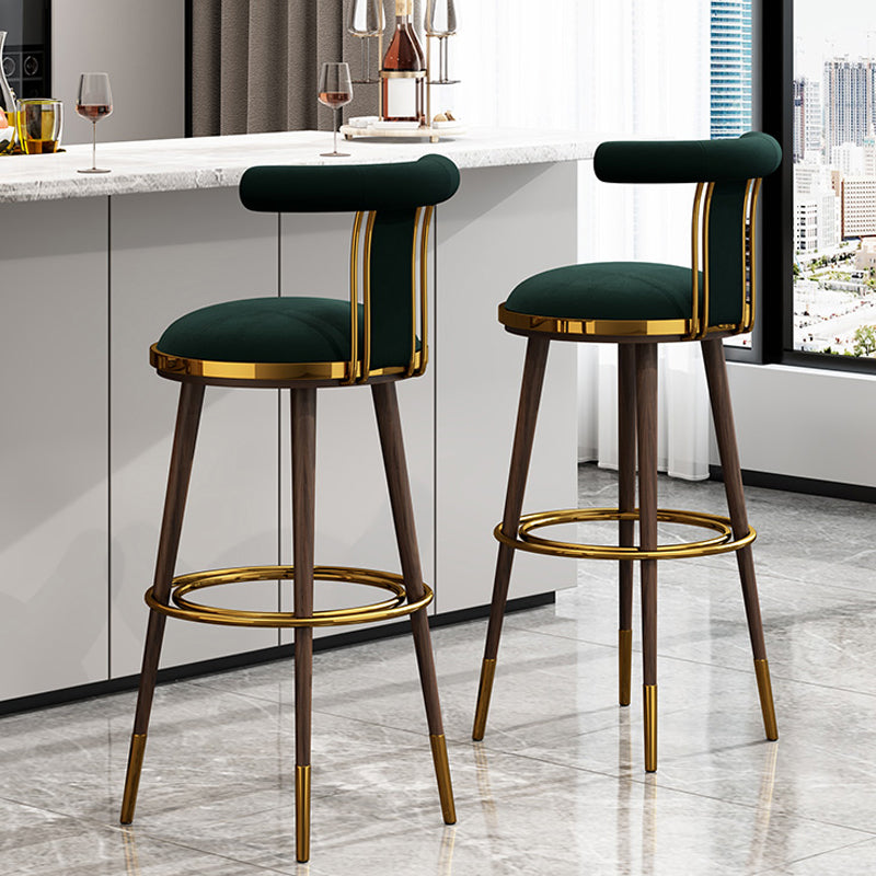 Velvet Matte Finish Counter & Bar Stools Contemporary Indoor Stools with Metal Legs