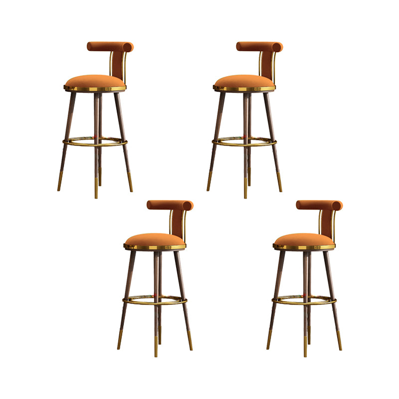 Velvet Matte Finish Counter & Bar Stools Contemporary Indoor Stools with Metal Legs