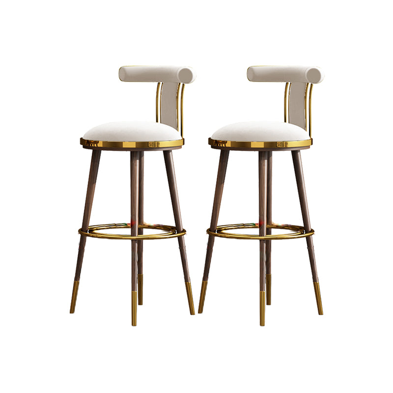 Velvet Matte Finish Counter & Bar Stools Contemporary Indoor Stools with Metal Legs