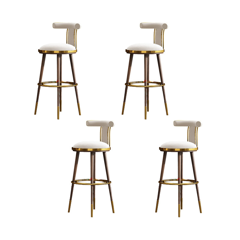 Velvet Matte Finish Counter & Bar Stools Contemporary Indoor Stools with Metal Legs