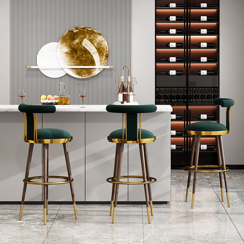 Velvet Matte Finish Counter & Bar Stools Contemporary Indoor Stools with Metal Legs