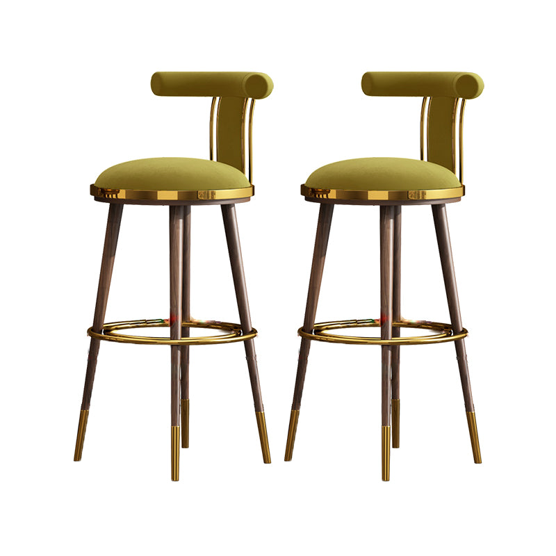 Velvet Matte Finish Counter & Bar Stools Contemporary Indoor Stools with Metal Legs
