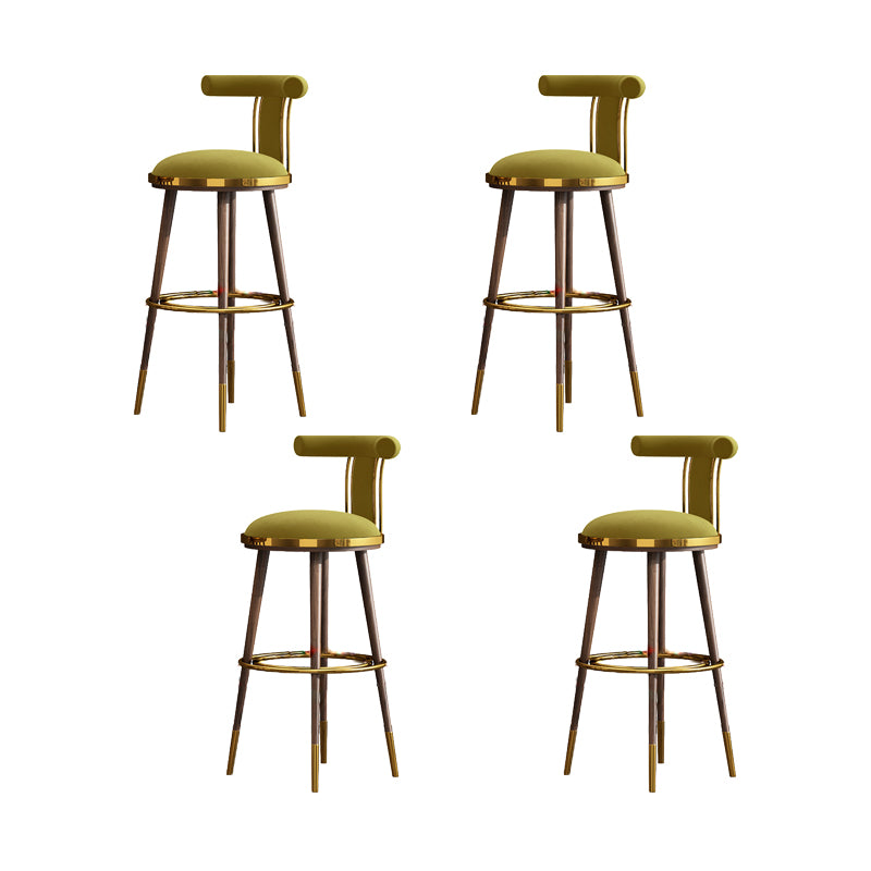 Velvet Matte Finish Counter & Bar Stools Contemporary Indoor Stools with Metal Legs