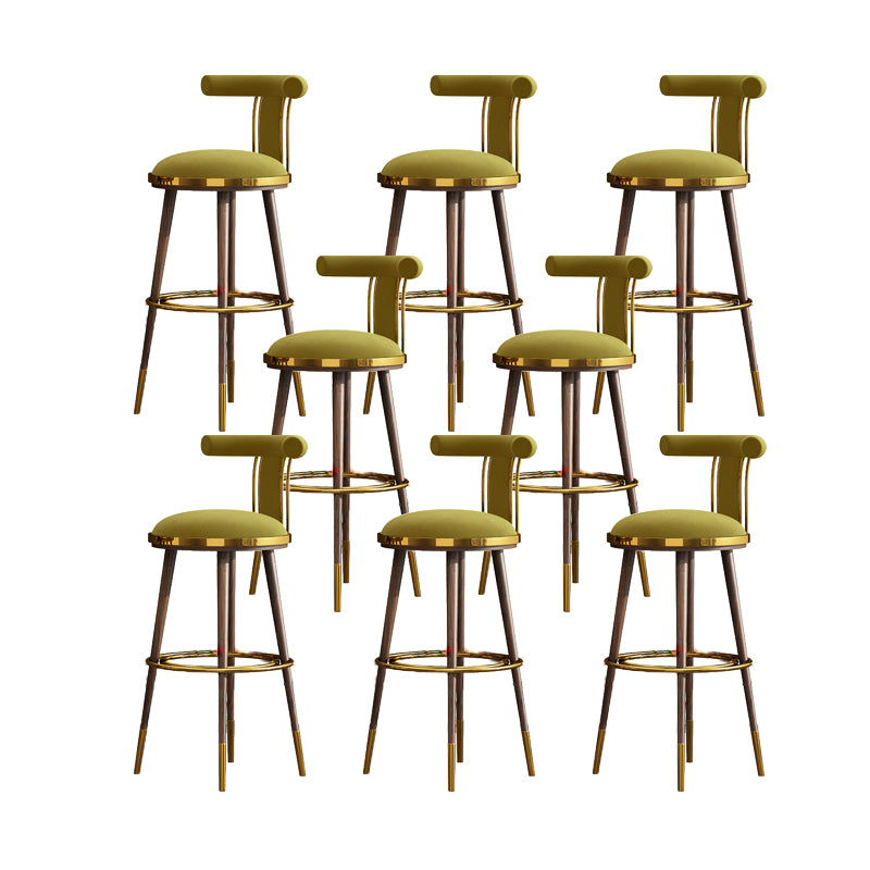 Velvet Matte Finish Counter & Bar Stools Contemporary Indoor Stools with Metal Legs