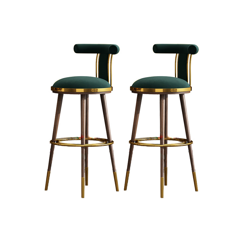 Velvet Matte Finish Counter & Bar Stools Contemporary Indoor Stools with Metal Legs