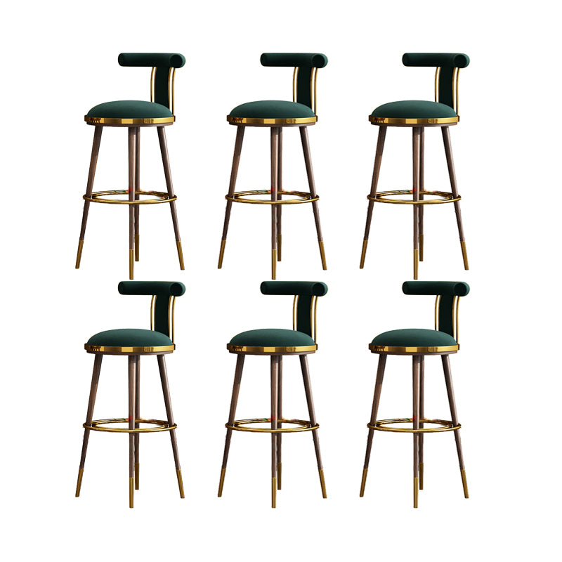 Velvet Matte Finish Counter & Bar Stools Contemporary Indoor Stools with Metal Legs
