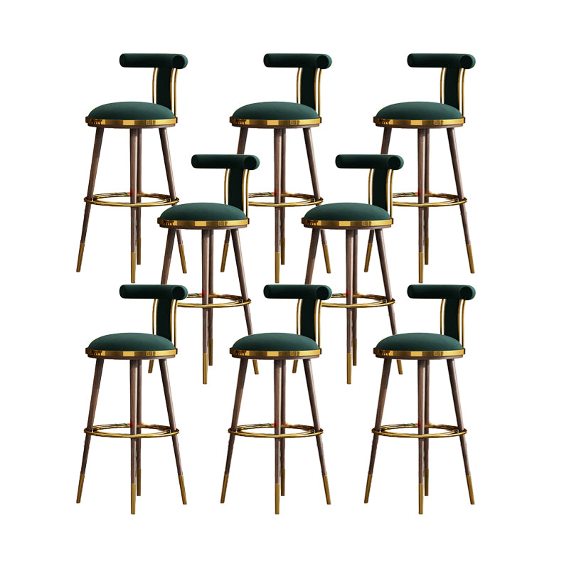 Velvet Matte Finish Counter & Bar Stools Contemporary Indoor Stools with Metal Legs