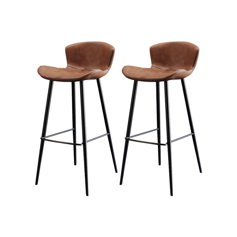 Faux Leather Armless Counter Stool Modern Style Low Back Bar Stool