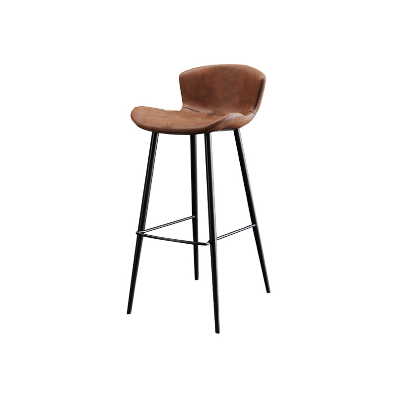 Faux Leather Armless Counter Stool Modern Style Low Back Bar Stool