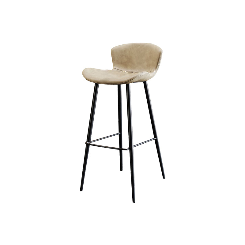 Faux Leather Armless Counter Stool Modern Style Low Back Bar Stool