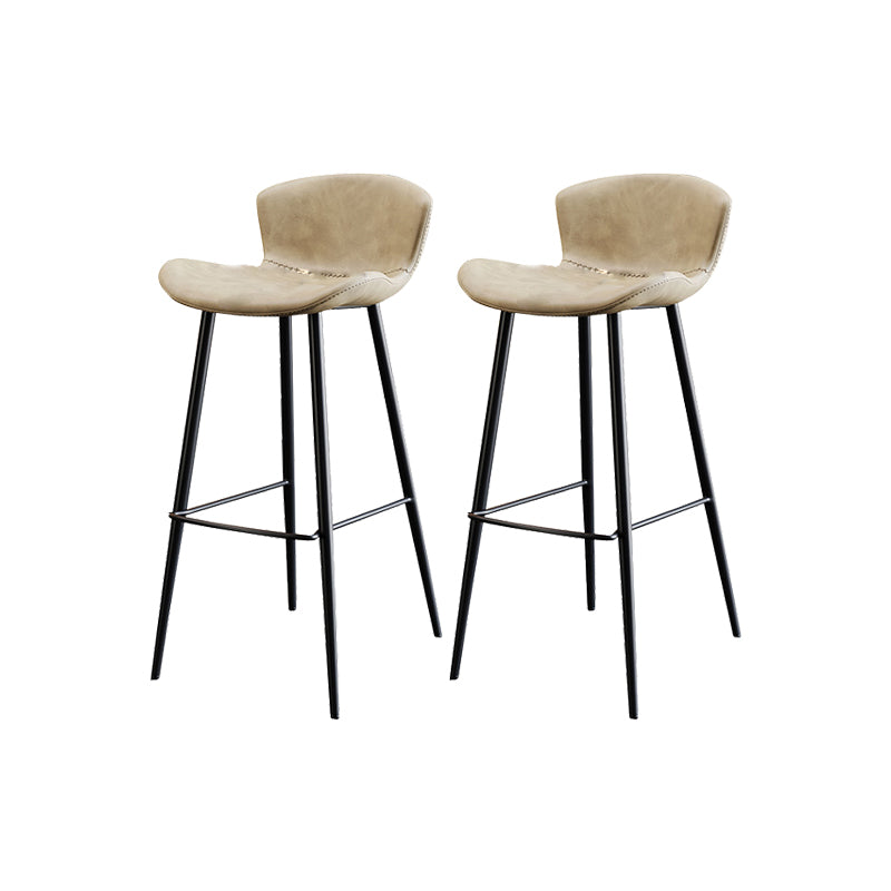 Faux Leather Armless Counter Stool Modern Style Low Back Bar Stool