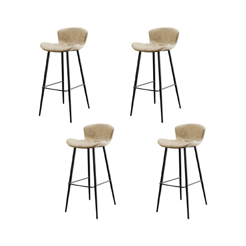 Faux Leather Armless Counter Stool Modern Style Low Back Bar Stool