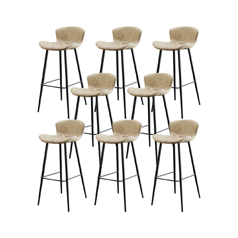 Faux Leather Armless Counter Stool Modern Style Low Back Bar Stool