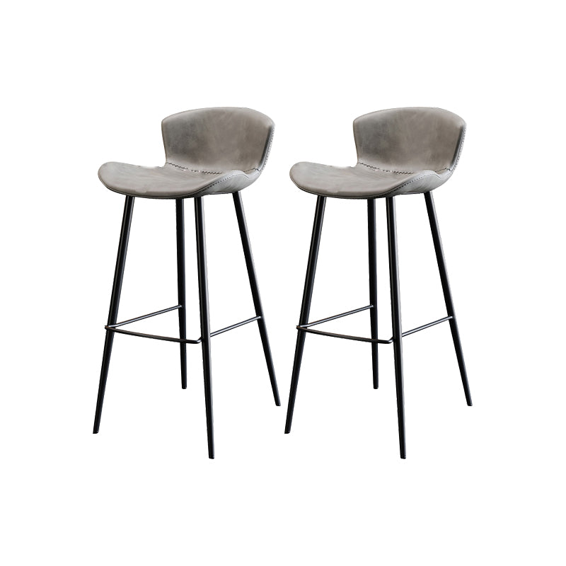 Faux Leather Armless Counter Stool Modern Style Low Back Bar Stool