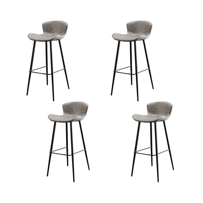Faux Leather Armless Counter Stool Modern Style Low Back Bar Stool