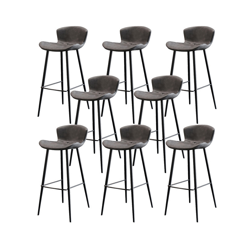 Faux Leather Armless Counter Stool Modern Style Low Back Bar Stool