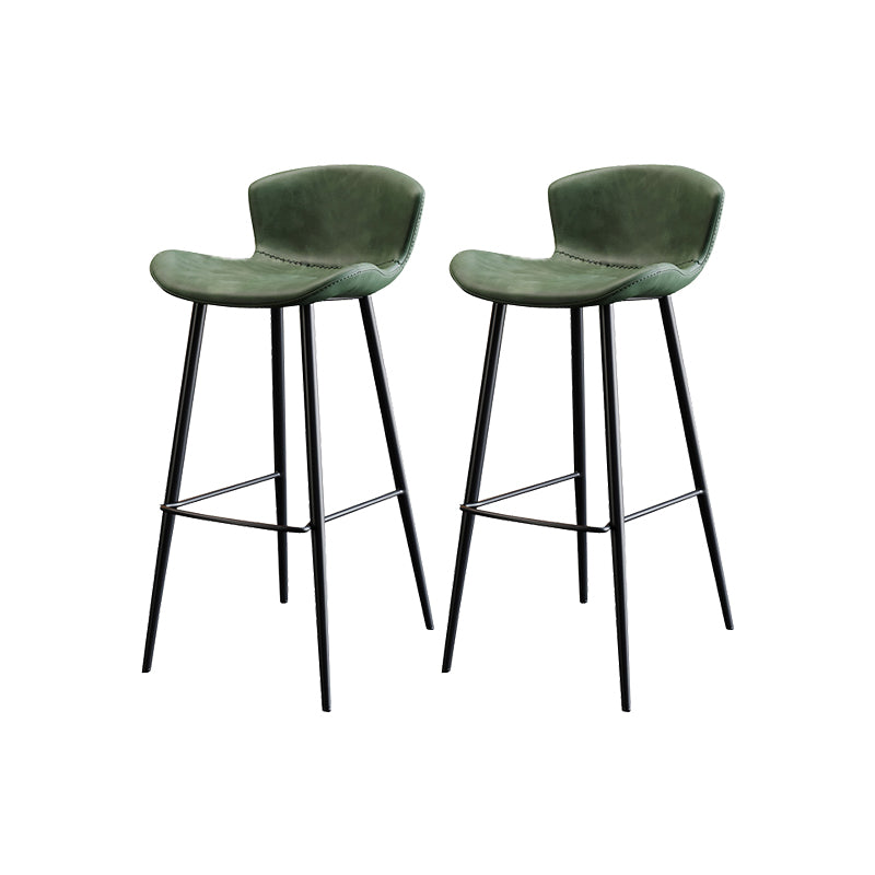 Faux Leather Armless Counter Stool Modern Style Low Back Bar Stool