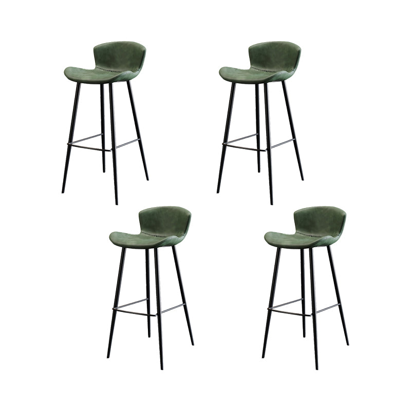 Faux Leather Armless Counter Stool Modern Style Low Back Bar Stool