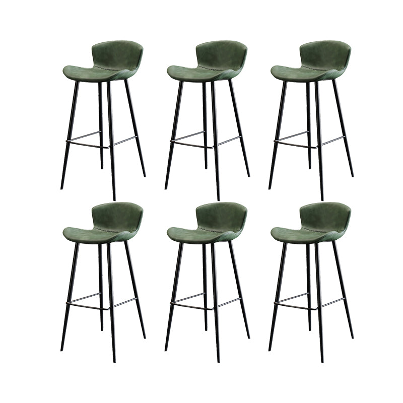 Faux Leather Armless Counter Stool Modern Style Low Back Bar Stool