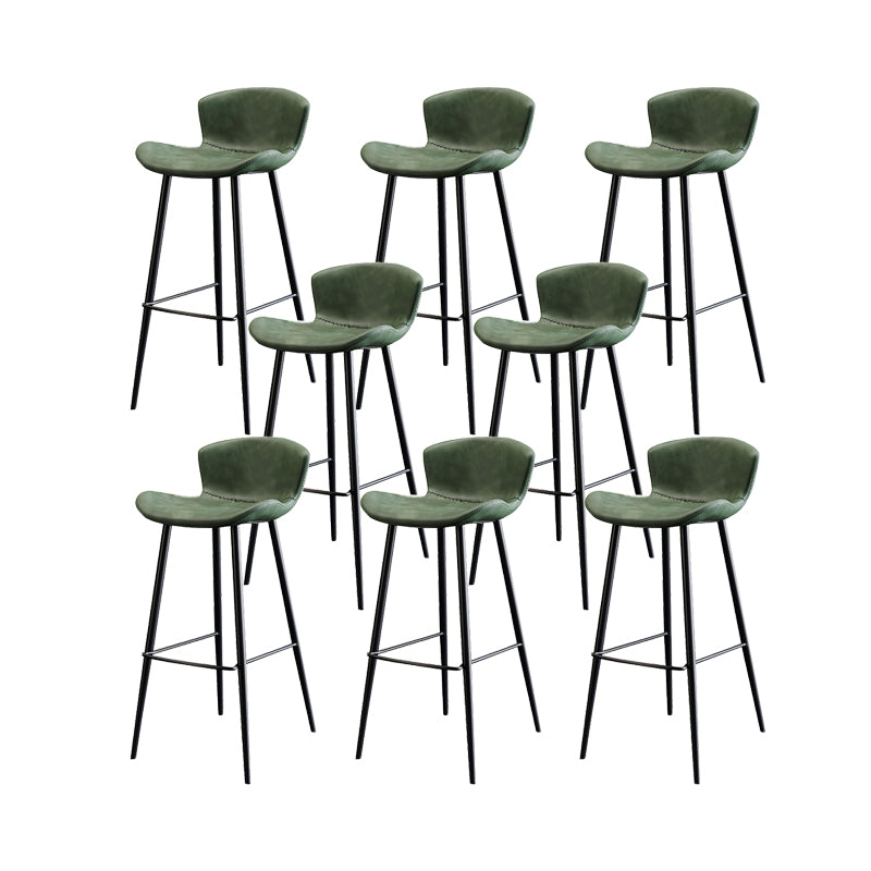 Faux Leather Armless Counter Stool Modern Style Low Back Bar Stool