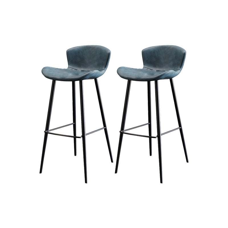 Faux Leather Armless Counter Stool Modern Style Low Back Bar Stool