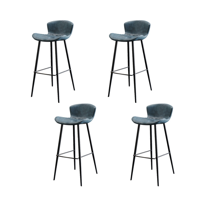 Faux Leather Armless Counter Stool Modern Style Low Back Bar Stool