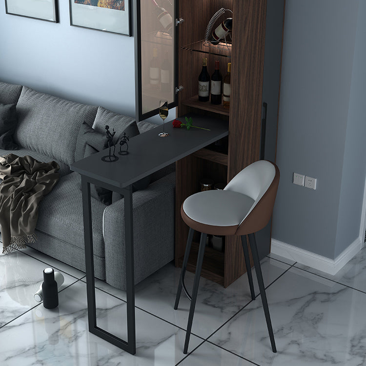 Black Manufactured Wood Bar Table with Glass Storage Modern Pub Table for Dining Room