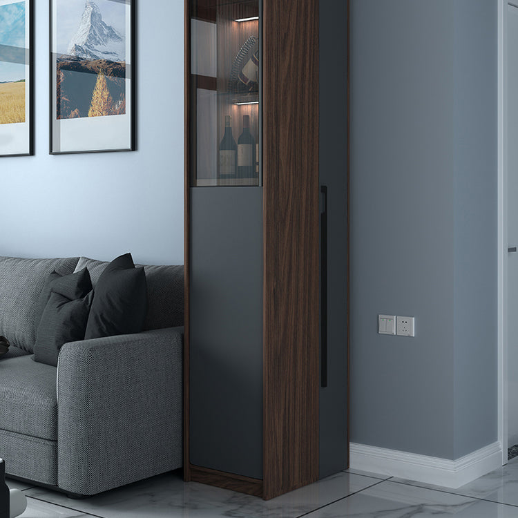 Black Manufactured Wood Bar Table with Glass Storage Modern Pub Table for Dining Room